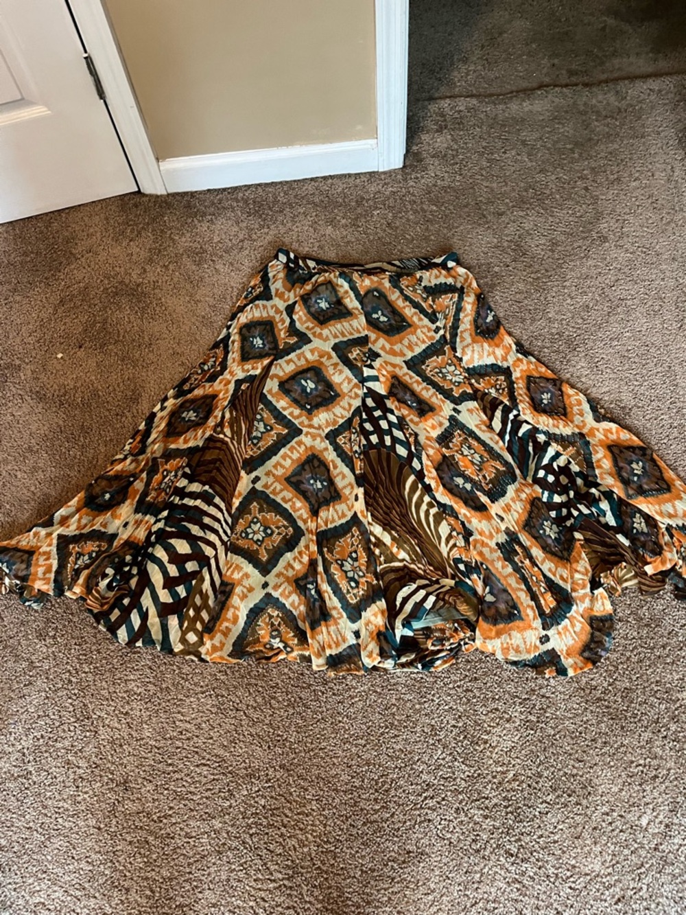 Soft surroundings Pl tBoho Floral Geometric Midi Skirt lined